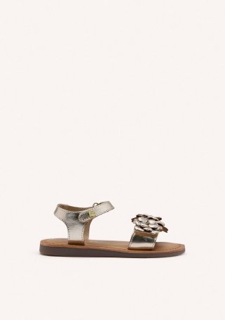 SANDALIAS DORADAS DE PIEL CON ADORNO DE FLORES PARA NIÑA Y NIÑO SHEGAN - ORO SANDALIAS DORADAS DE PIEL CON ADORNO DE FLORES PARA NIÑA Y NIÑO SHEGAN - ORO