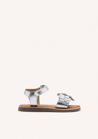SANDALIAS PLATEADAS DE PIEL CON ADORNO DE FLORES PARA NIÑA Y NIÑO SHEGAN - PLATA SANDALIAS PLATEADAS DE PIEL CON ADORNO DE FLORES PARA NIÑA Y NIÑO SHEGAN - PLATA