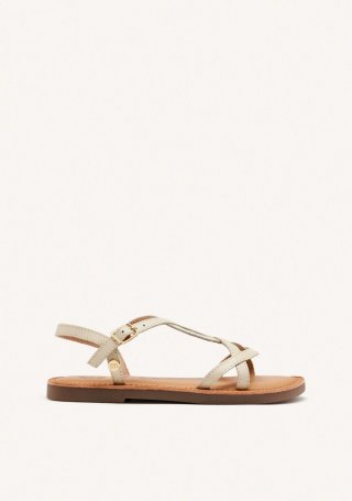 Sandalias de piel metalizada en color off-white para niña varzea - OFF-WHITE