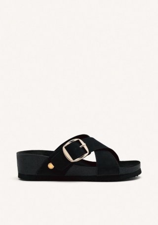 SANDALIAS HEBILLA CUÑA WINN - NEGRO SANDALIAS HEBILLA CUÑA WINN - NEGRO