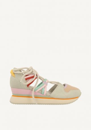 SNEAKERS ABIERTAS ATADAS PIEL LOCKE - BEIG SNEAKERS ABIERTAS ATADAS PIEL LOCKE - BEIG