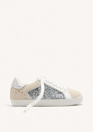 ZAPATILLAS PIEL Y BRILLO CUÑA EPSOM - PLATA