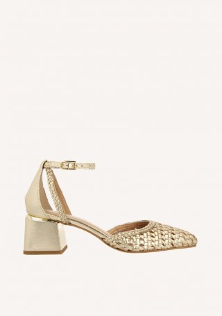 ZAPATOS DE SALÓN TRENZADO PIEL SARKAD - PLATINO