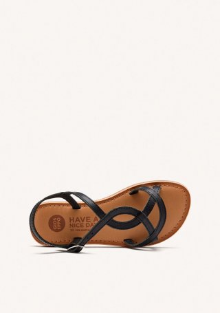 Sandalias de piel metalizada en color negro para niña varzea - NEGRO