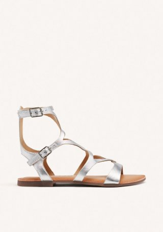 SANDALIAS PLATEADAS DE PIEL ESTILO ROMANAS PARA MUJER TOPOJE - PLATA