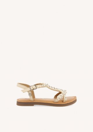 SANDALIAS BLANCAS DE PIEL CON ADORNO DE CUENTAS PARA NIÑA Y NIÑO LAZARAT - BLANCO SANDALIAS BLANCAS DE PIEL CON ADORNO DE CUENTAS PARA NIÑA Y NIÑO LAZARAT - BLANCO