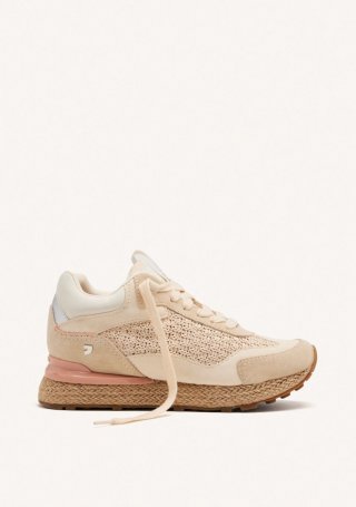 ZAPATILLAS PIEL CUÑA RAFIA HARDING - BLANCO