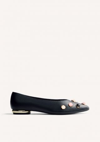 BAILARINAS PIEL JOYAS DORVAY - NEGRO