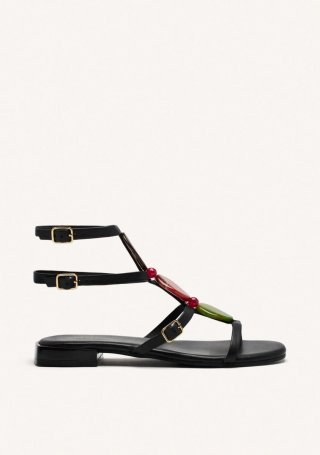 SANDALIAS PIEL ABALORIOS NORRIE - NEGRO SANDALIAS PIEL ABALORIOS NORRIE - NEGRO