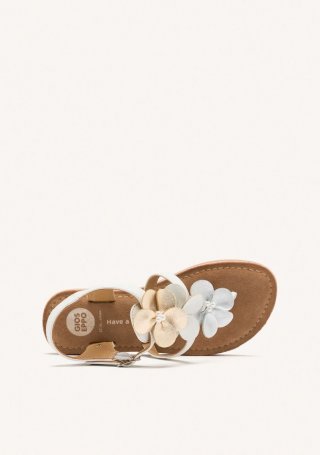 SANDALIAS FLORES PIEL BARNET - BLANCO