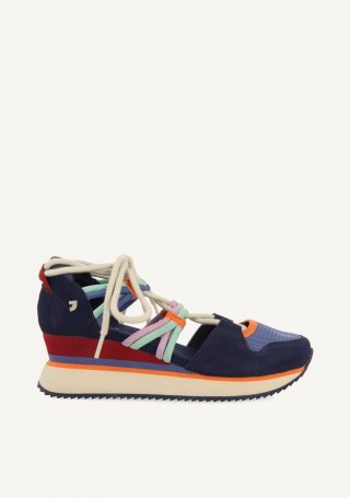 SNEAKERS ABIERTAS ATADAS PIEL LOCKE - AZUL SNEAKERS ABIERTAS ATADAS PIEL LOCKE - AZUL