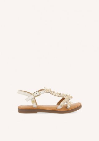 SANDALIAS BLANCAS DE PIEL CON ADORNOS DE CUENTASPARA NIÑA Y NIÑO TICE - BLANCO SANDALIAS BLANCAS DE PIEL CON ADORNOS DE CUENTASPARA NIÑA Y NIÑO TICE - BLANCO