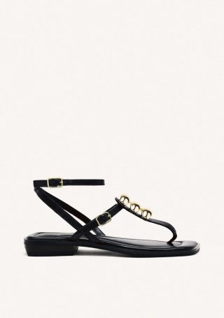 SANDALIAS GRIEGAS PIEL JOYAS RESEBURG - NEGRO SANDALIAS GRIEGAS PIEL JOYAS RESEBURG - NEGRO