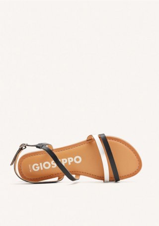 SANDALIAS DE PIEL CON TIRAS NEGRAS Y METALIZADAS PARA MUJER BARGEME - NEGRO