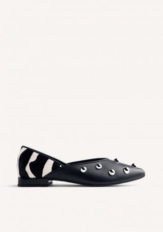 BAILARINAS PIEL TACHAS BRAHAM - NEGRO