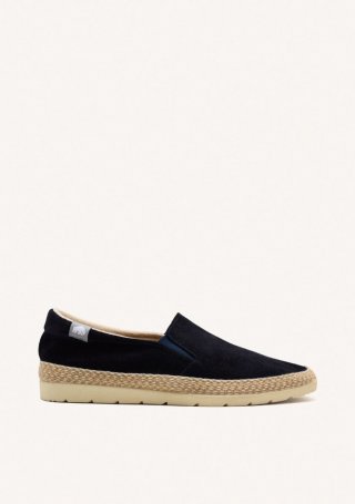 ESPADRILLES COLOR AZUL MARINO DE PIEL CON ELÁSTICOS Y ALGODÓN RECICLADO PARA HOMBRE PROGER - MARINO