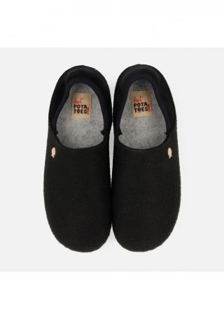 ZAPATILLAS DE ESTAR POR CASA NEGRAS DE LA COLECCIÓN HOT POTATOES ORSK - NEGRO