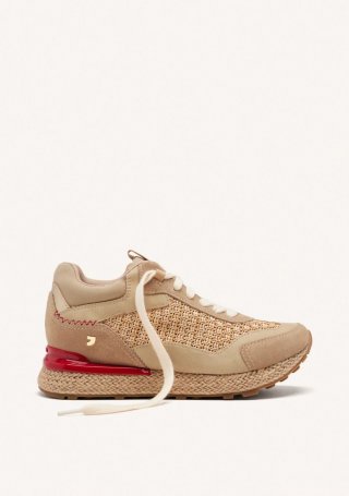 ZAPATILLAS PIEL CUÑA RAFIA HARDING - BEIG