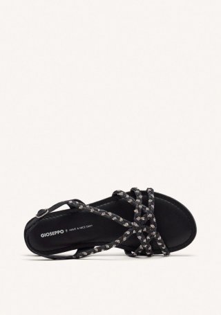 SANDALIAS PIEL, RAFIA Y BRILLO WIOTA - NEGRO SANDALIAS PIEL, RAFIA Y BRILLO WIOTA - NEGRO