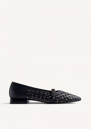 BAILARINAS PIEL TACHAS NESSEN - NEGRO