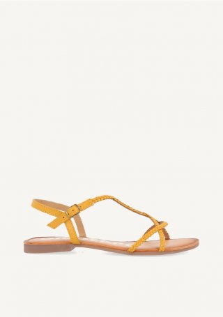 Sandalias estilo esclava de tiras trenzadas mostaza para mujer OSSIAN - MOSTAZA Sandalias estilo esclava de tiras trenzadas mostaza para mujer OSSIAN - MOSTAZA