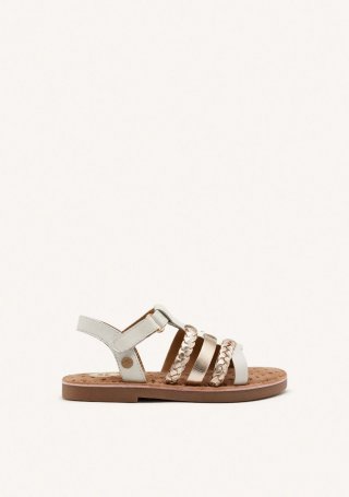 SANDALIAS PIEL TRENZADA POYSIPPI - PLATINO SANDALIAS PIEL TRENZADA POYSIPPI - PLATINO