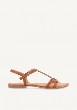 Sandalias de tiras finas marrones para mujer NAVASSA - CUERO