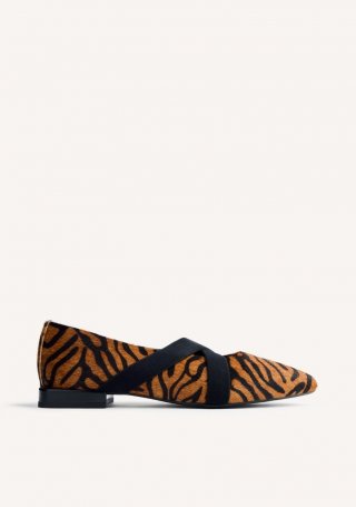 BAILARINAS PIEL ESTAMPADO ANIMAL MILACA - MARRON