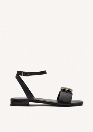 SANDALIAS PIEL PEDRERÍA MEEME - NEGRO