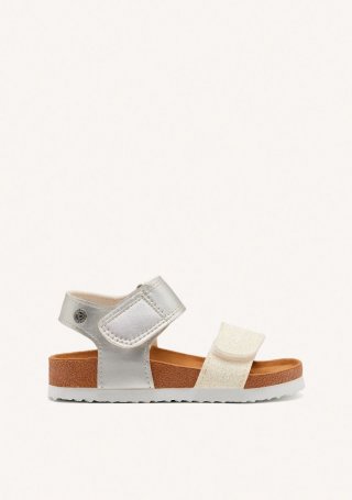 CHANCLAS DE SUELA BIO BLANCAS Y PLATEADAS CON GLITTER PARA NIÑA Y NIÑO ANGWING - BLANCO