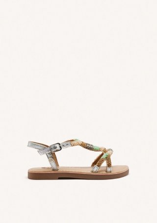 SANDALIAS CUENTAS PIEL DIXMONT - PLATA SANDALIAS CUENTAS PIEL DIXMONT - PLATA