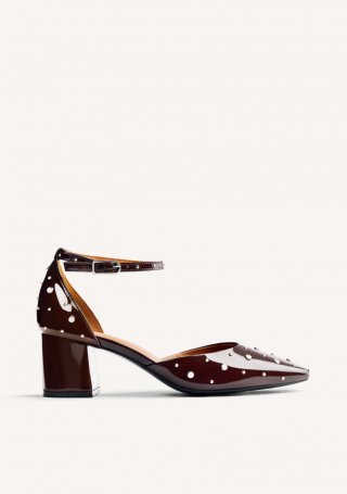ZAPATOS MARY-JANE EFECTO CHAROL TACHAS KINBRAE - MARRON