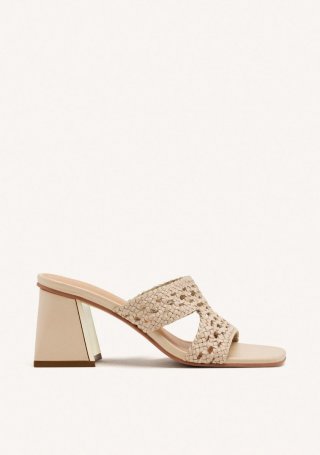 SANDALIAS MULES TACÓN Y PIEL TRENZADA KEWAUNEE - OFF-WHITE SANDALIAS MULES TACÓN Y PIEL TRENZADA KEWAUNEE - OFF-WHITE