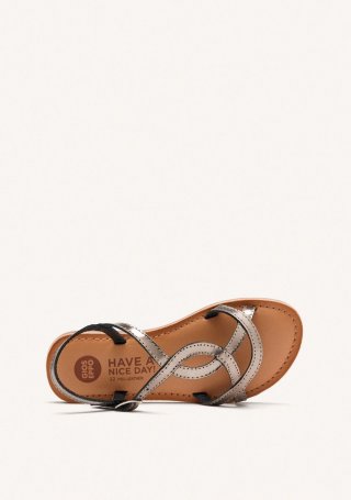 Sandalias de piel metalizada en color plomo para niña varzea - PLOMO Sandalias de piel metalizada en color plomo para niña varzea - PLOMO