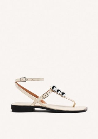 SANDALIAS GRIEGAS PIEL JOYAS RESEBURG - OFF-WHITE SANDALIAS GRIEGAS PIEL JOYAS RESEBURG - OFF-WHITE