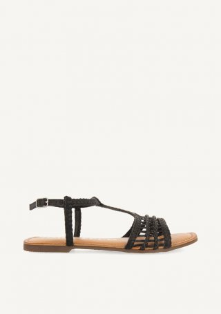 Sandalias planas negras de piel trenzadas para mujer icari - NEGRO Sandalias planas negras de piel trenzadas para mujer icari - NEGRO