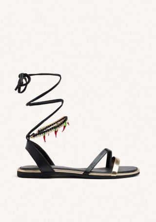 SANDALIAS PIEL ABALORIOS MILLIE - NEGRO SANDALIAS PIEL ABALORIOS MILLIE - NEGRO