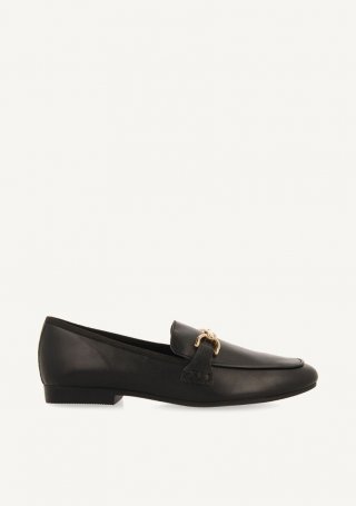 Mocasines de piel color negro para mujer fraxern - NEGRO