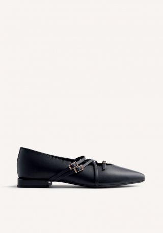 BAILARINAS PIEL TIRAS HOKAH - NEGRO