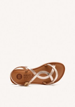 Sandalias de piel metalizada en color platino para niña varzea - PLATINO