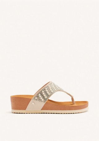 SANDALIAS CON CUÑA TIPO BIO Y PEDRERÍA PARA MUJER BODMIN - BLANCO SANDALIAS CON CUÑA TIPO BIO Y PEDRERÍA PARA MUJER BODMIN - BLANCO