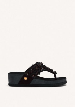 SANDALIAS ABALORIOS CUÑA SHAWANO - NEGRO SANDALIAS ABALORIOS CUÑA SHAWANO - NEGRO