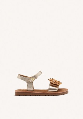 SANDALIAS FLOR PIEL METALIZADA BUCHANAN - PLATINO