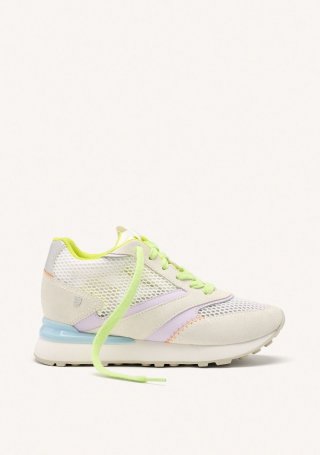 ZAPATILLAS CUÑA PIEL Y REJILLA LARRABEE - BLANCO