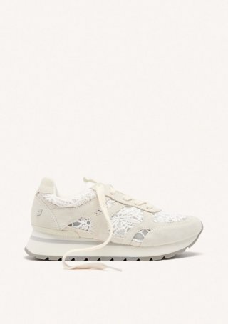 ZAPATILLAS CUÑA PIEL Y ENCAJE BEETOWN - BLANCO