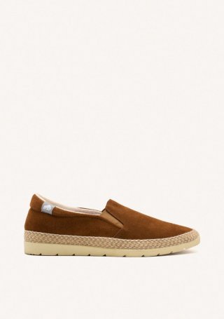 ESPADRILLES COLOR CUERO DE PIEL CON ELÁSTICOS Y ALGODÓN RECICLADO PARA HOMBRE PROGER - CUERO