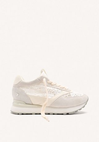 ZAPATILLAS CUÑA ENCAJE PIEL MILLADORE - BLANCO