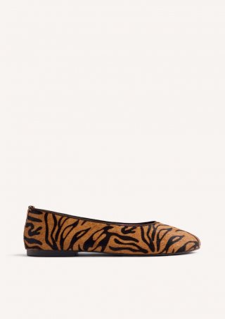 BAILARINAS PIEL ESTAMPADO ANIMAL CHOKIO - MARRON