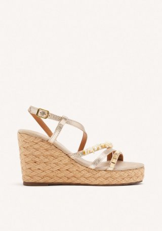 SANDALIAS PIEL CUÑA YUTE ZOLA - PLATINO SANDALIAS PIEL CUÑA YUTE ZOLA - PLATINO